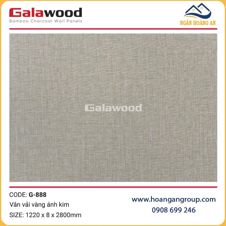Tấm Ốp Than Tre Galawood Vân Vải Vàng Ánh Kim G-888
